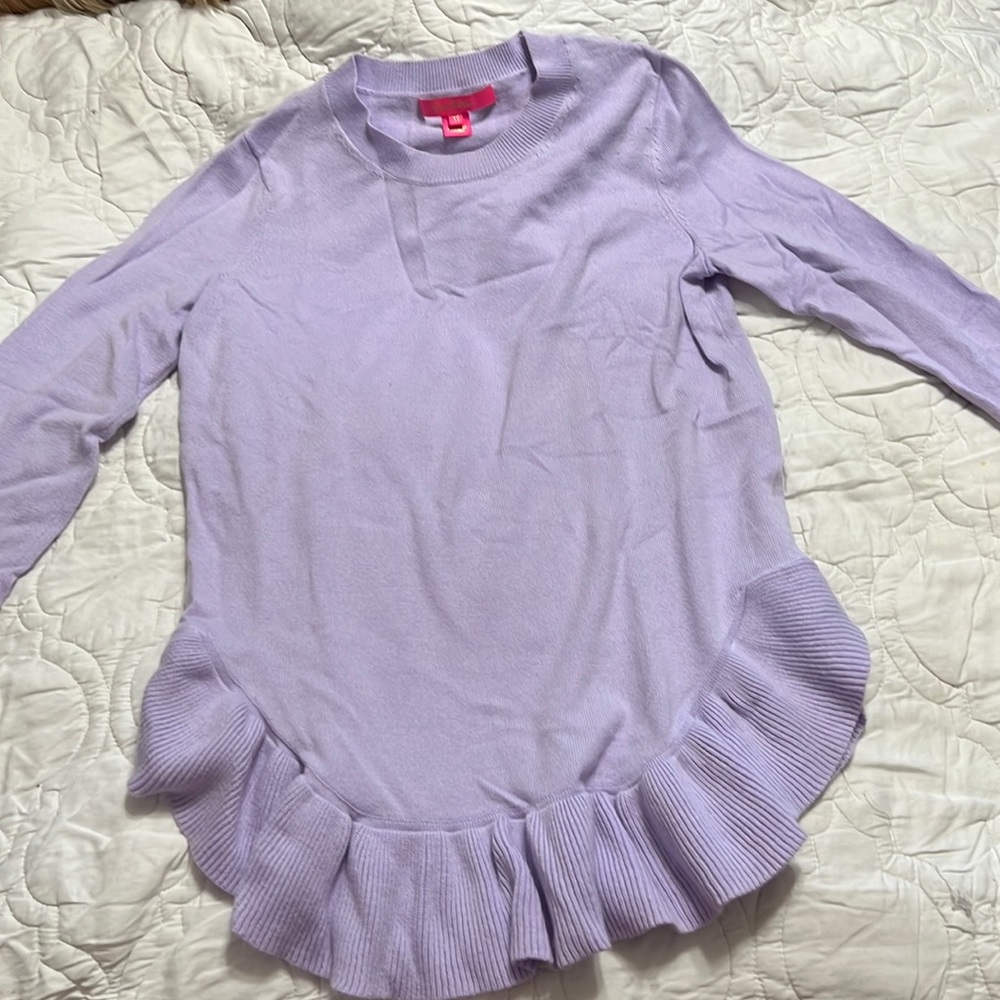 Purple Lilly Pulitzer Sweater with ruffle hem